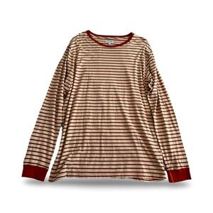 Banks Journal Long Sleeved Tshirt Brown Cream Striped XXL Like New Fall 🍂🍁